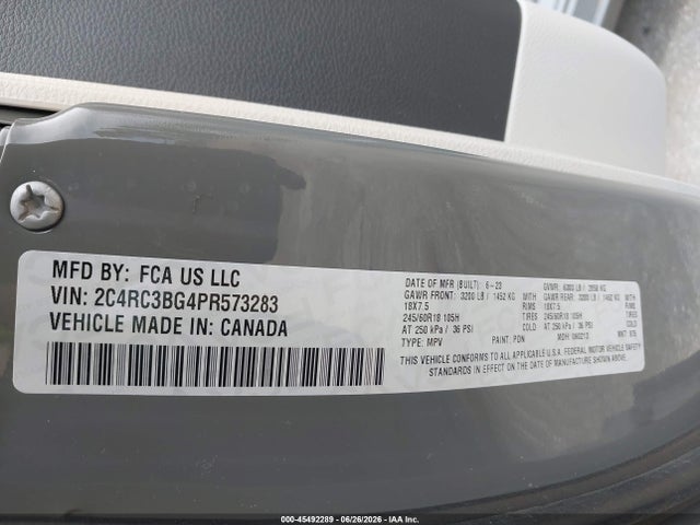Продаж на аукціоні авто 2023 Chrysler Pacifica Touring L Awd, vin: 2C4RC3BG4PR573283, номер лоту: 45492289