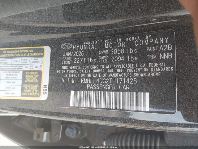 Продажа на аукционе авто 2026 Hyundai Elantra Se, vin: KMHLL4DG2TU171425, номер лота: 45492296