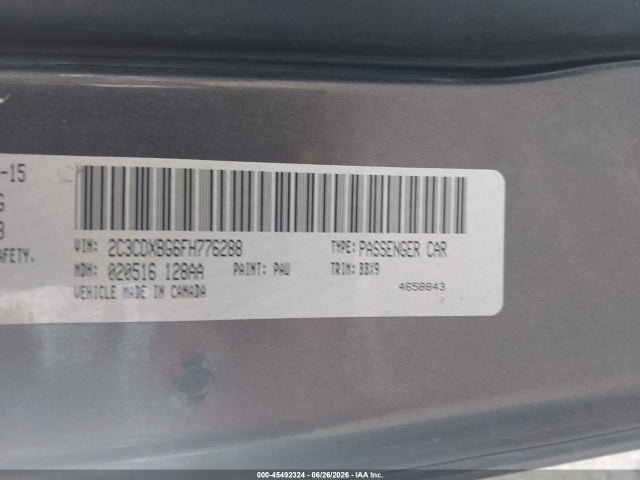 Aukcja sprzedaży 2015 Dodge Charger Se, vin: 2C3CDXBG6FH776288, numer aukcji: 45492324