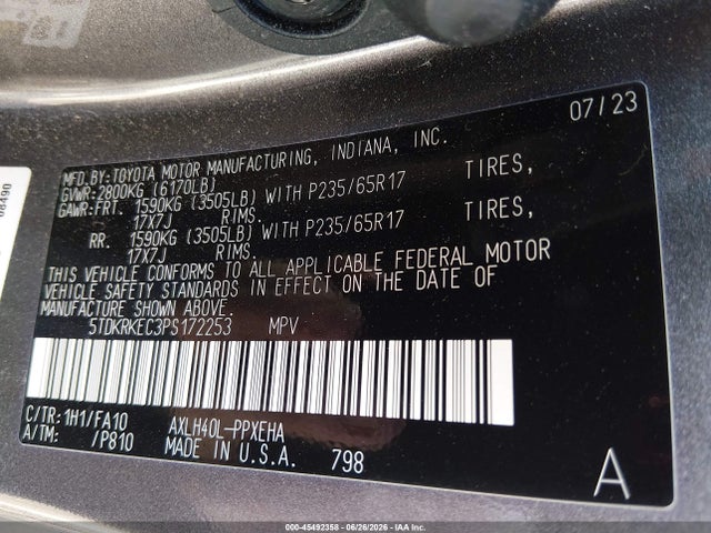 Toyota SIENNA LE 2023 5TDKRKEC3PS172253 Image 9