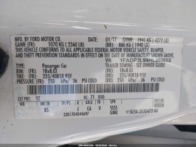 Ford FOCUS ST 2017 1FADP3L99HL260602 Image 9