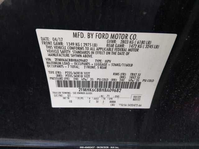 Ford FLEX SEL 2017 2FMHK6C88HBA09682 Image 9