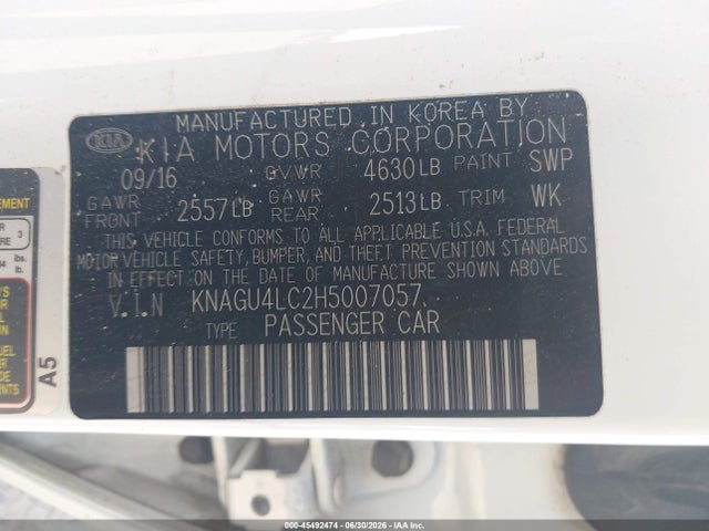 KIA Optima Hybrid Ex 2017 KNAGU4LC2H5007057 Image 9