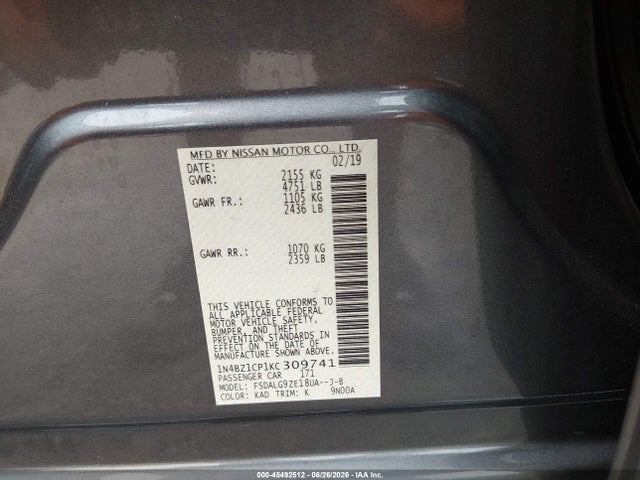 Nissan Leaf Sl Plus 2019 1N4BZ1CP1KC309741 Image 9