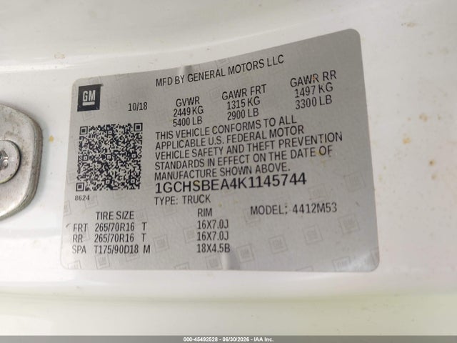 Chevrolet Colorado Wt 2019 1GCHSBEA4K1145744 Image 9