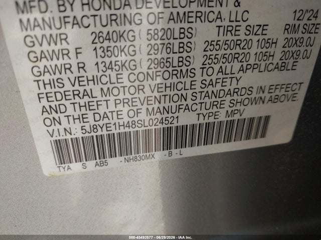 Продаж на аукціоні авто 2025 Acura Mdx Technology Package, vin: 5J8YE1H48SL024521, номер лоту: 45492577