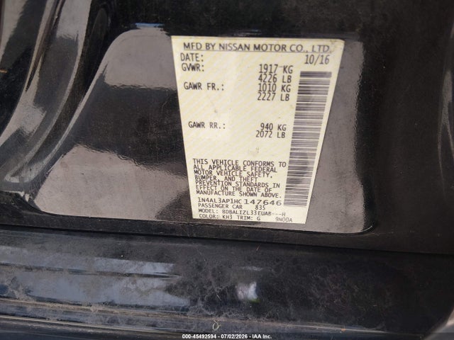 Nissan Altima 2.5 Sv 2017 1N4AL3AP1HC147646 Image 9