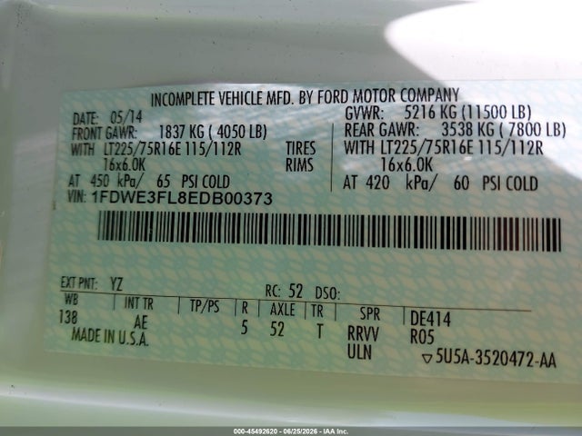 1FDWE3FL8EDB00373 Ford E-350 Cutaway