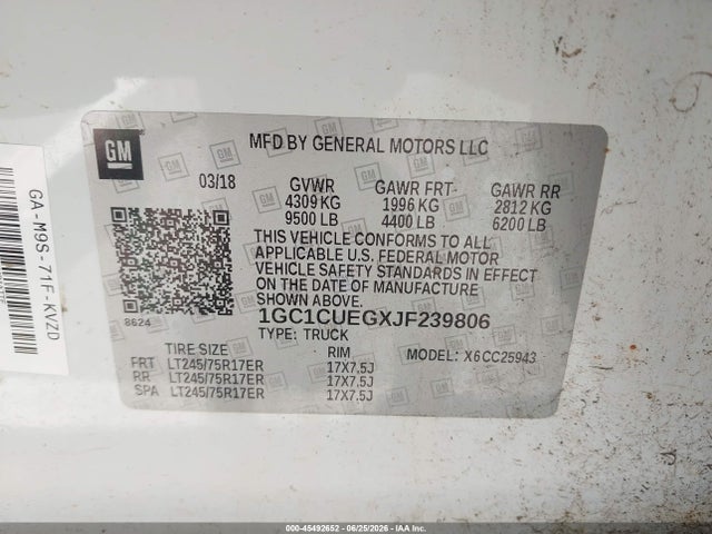 1GC1CUEGXJF239806 Chevrolet Silverado 2500hd Wt