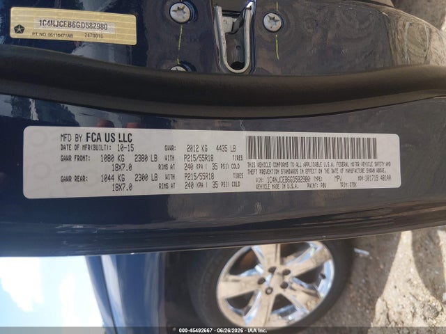 Aukcja sprzedaży 2016 Jeep Compass Latitude, vin: 1C4NJCEB6GD582980, numer aukcji: 45492667