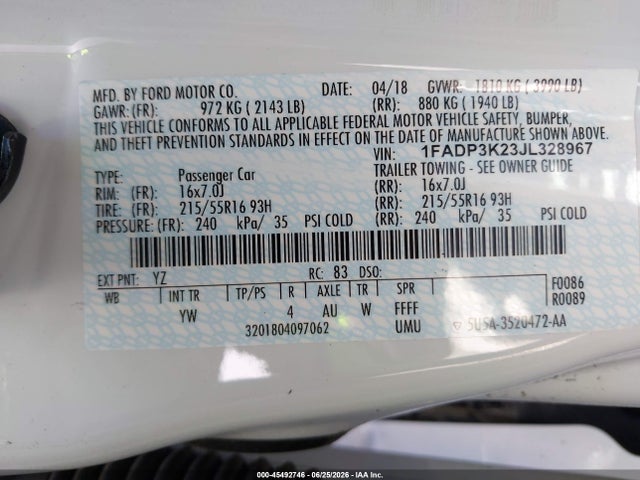 Ford FOCUS SE 2018 1FADP3K23JL328967 Image 9