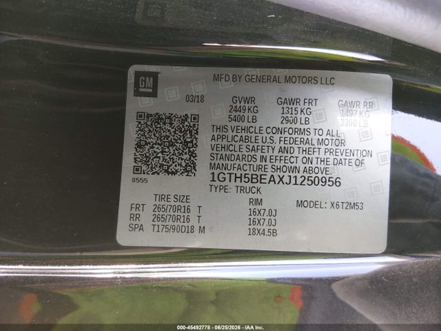 GMC Canyon 2018 1GTH5BEAXJ1250956 Image 9