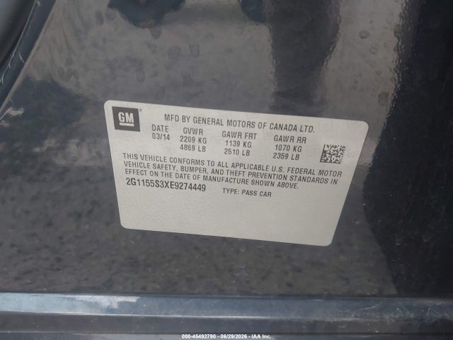 Chevrolet IMPALA 2LZ 2014 2G1155S3XE9274449 Image 9