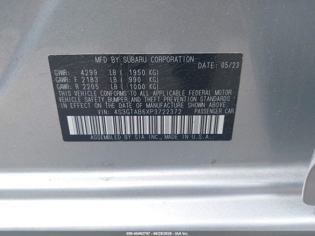 Aukcja sprzedaży 2023 Subaru Impreza Base 5-door, vin: 4S3GTAB6XP3722372, numer aukcji: 45492797