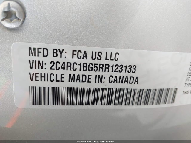 45492802 :رقم المزاد ، 2C4RC1BG5RR123133 vin ، 2024 Chrysler Pacifica Touring L مزاد بيع