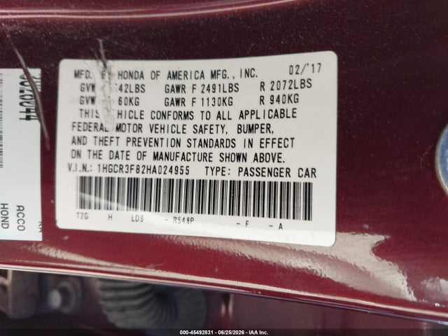 1HGCR3F82HA024955 Honda Accord Ex-l V6