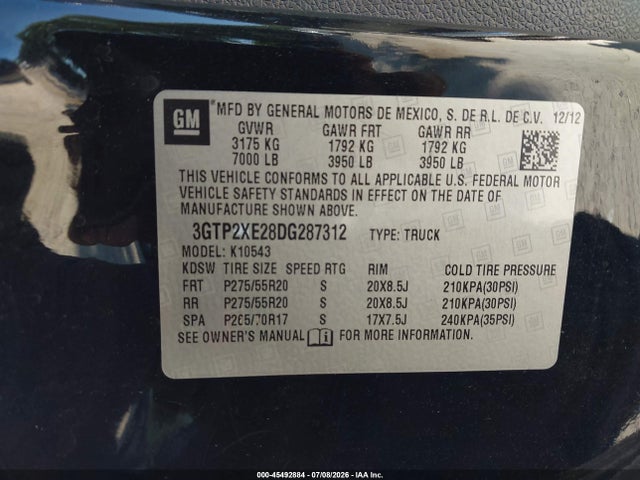 Aukcja sprzedaży 2013 Gmc Sierra 1500 Denali, vin: 3GTP2XE28DG287312, numer aukcji: 45492884