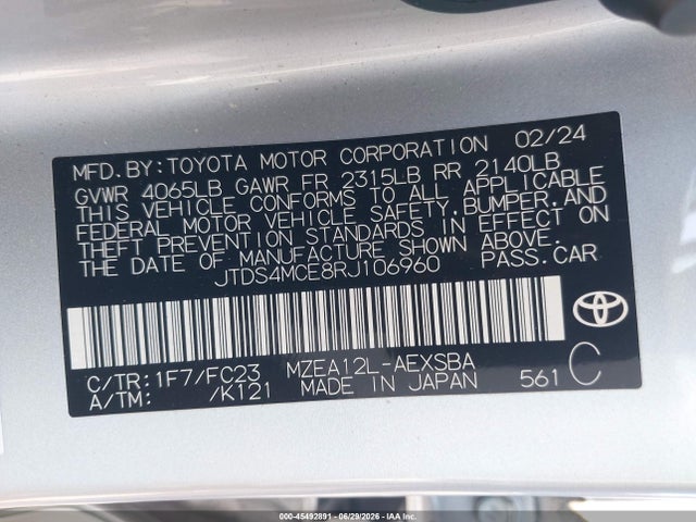 Toyota COROLLA SE 2024 JTDS4MCE8RJ106960 Image 9