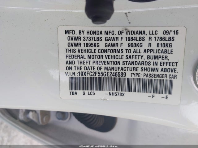 Honda Civic Lx 2016 19XFC2F55GE246589 Image 9
