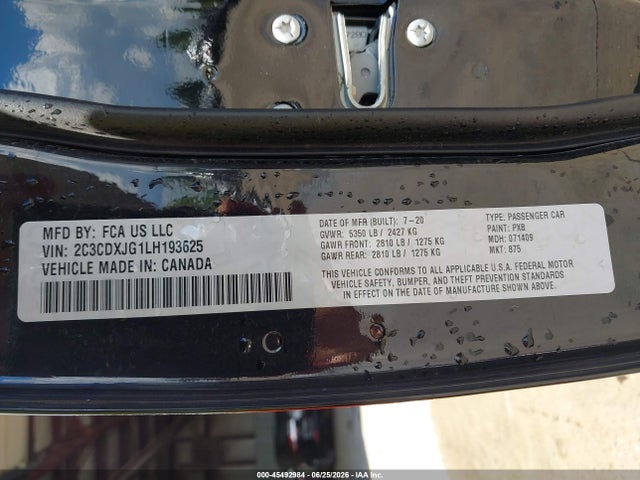 2020 Dodge Charger Sxt Awd მანქანა იყიდება აუქციონზე, vin: 2C3CDXJG1LH193625, აუქციონის ნომერი: 45492984