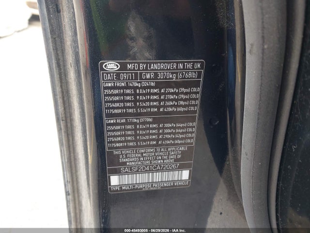 Продаж на аукціоні авто 2012 Land Rover Range Rover Sport Hse, vin: SALSF2D41CA720267, номер лоту: 45493005