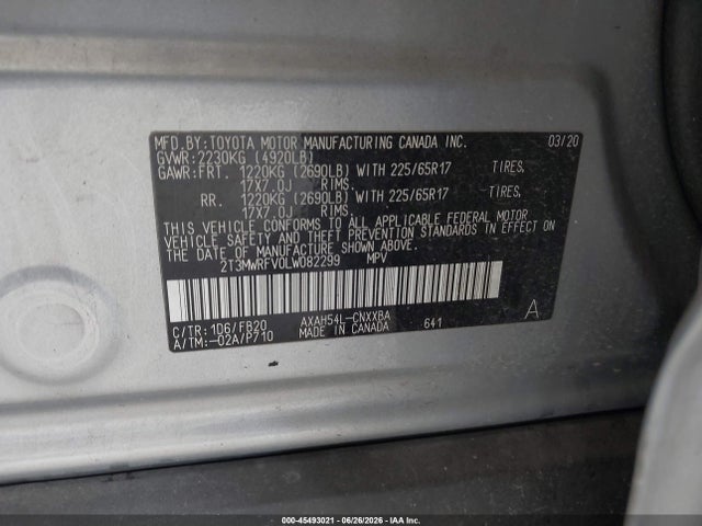 2T3MWRFV0LW082299 Toyota Rav4 Hybrid Le