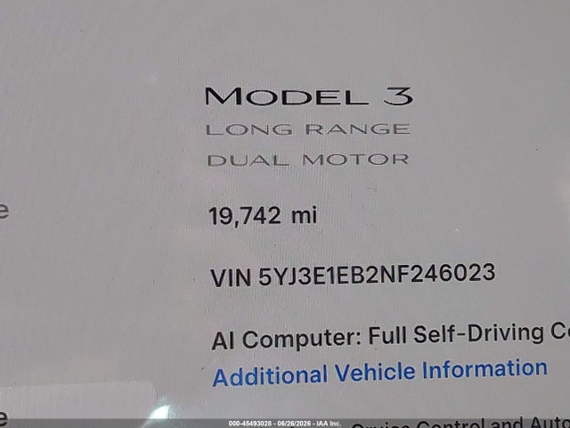 Tesla Model 3 Long Range Dual Motor All-wheel Drive 2022 5YJ3E1EB2NF246023 Image 14