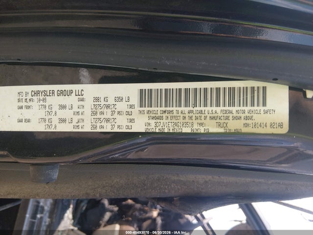 45493070 :رقم المزاد ، 3D7JV1ET2AG103518 vin ، 2010 Dodge Ram 1500 Slt/sport/trx مزاد بيع