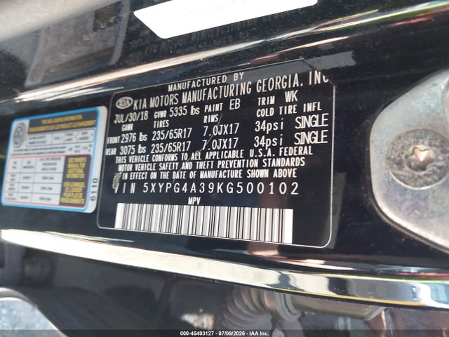 5XYPG4A39KG500102 KIA Sorento 2.4l L