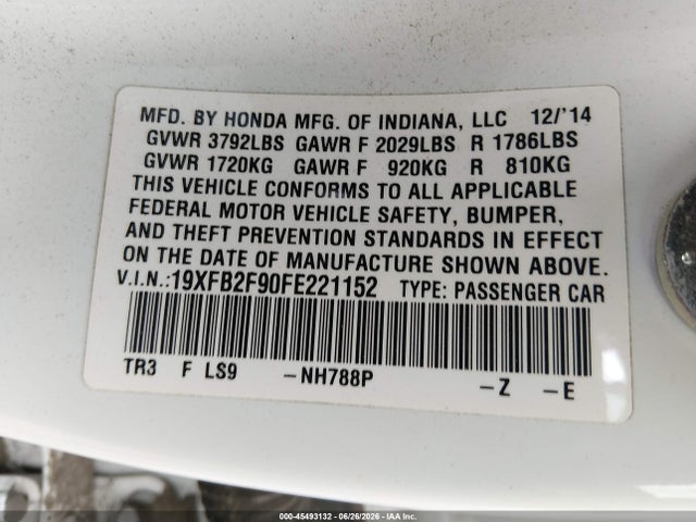 Honda Civic Ex-l 2015 19XFB2F90FE221152 Image 9