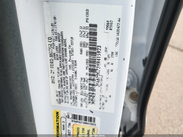 Ford FUSION S 2017 3FA6P0G73HR415923 Image 9