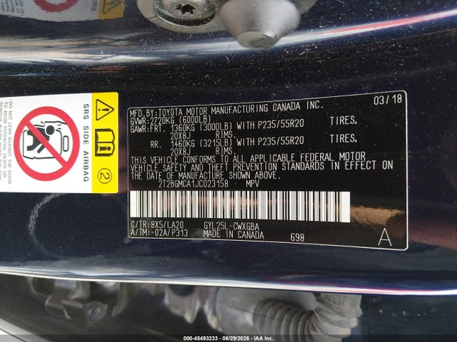 Aukcja sprzedaży 2018 Lexus Rx 450h, vin: 2T2BGMCA1JC023158, numer aukcji: 45493233