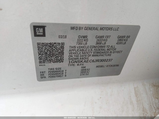 Chevrolet Tahoe Ls 2018 1GNSKAEC6JR300237 Image 9