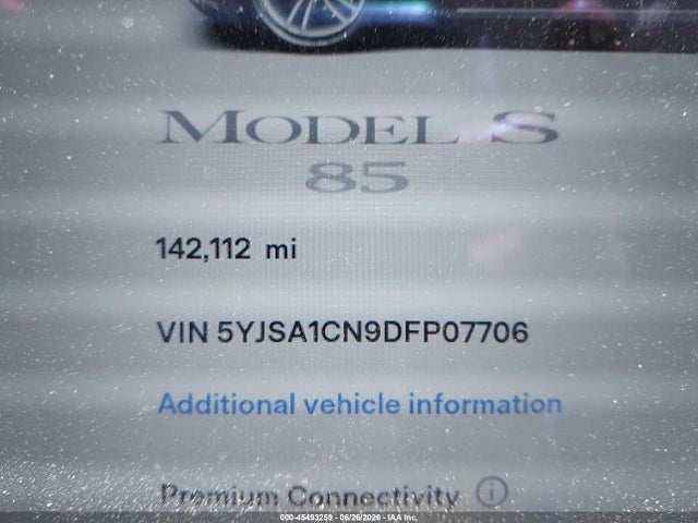 Продажа на аукционе авто 2013 Tesla Model S, vin: 5YJSA1CN9DFP07706, номер лота: 45493259