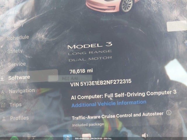 Продажа на аукционе авто 2022 Tesla Model 3 Long Range Dual Motor All-wheel Drive, vin: 5YJ3E1EB2NF272315, номер лота: 45493333