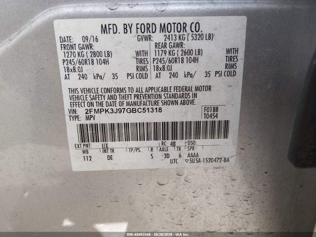 2FMPK3J97GBC51318 Ford EDGE SEL