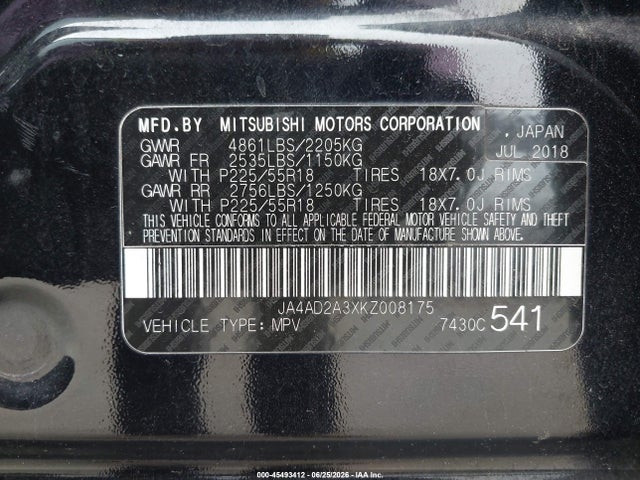 Mitsubishi Outlander Es 2019 JA4AD2A3XKZ008175 Image 9