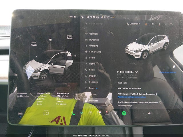 Продажа на аукционе авто 2023 Tesla Model Y Awd/long Range Dual Motor All-wheel Drive, vin: 7SAYGDEE1PF881154, номер лота: 45493465