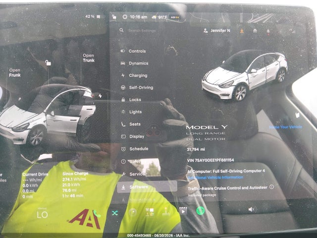 Продажа на аукционе авто 2023 Tesla Model Y Awd/long Range Dual Motor All-wheel Drive, vin: 7SAYGDEE1PF881154, номер лота: 45493465