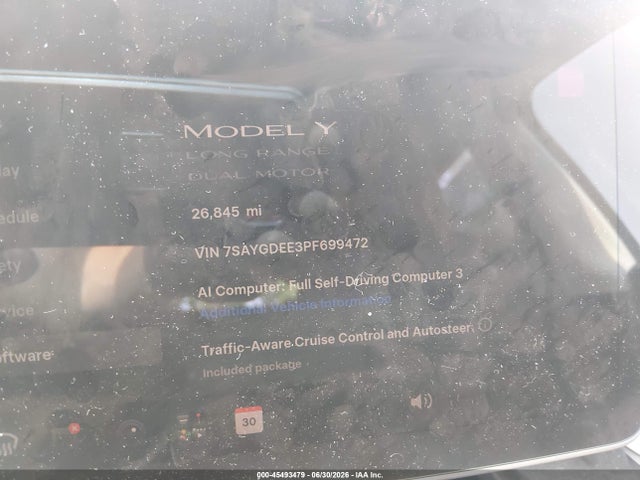 45493479 :رقم المزاد ، 7SAYGDEE3PF699472 vin ، 2023 Tesla Model Y مزاد بيع