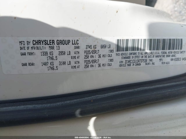 45493504 :رقم المزاد ، 2C4RC1CG1DR737538 vin ، 2013 Chrysler Town & Country Touring-l مزاد بيع