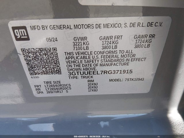 3GTUUEEL7RG371915 GMC Sierra 1500 4wd Short Box At4