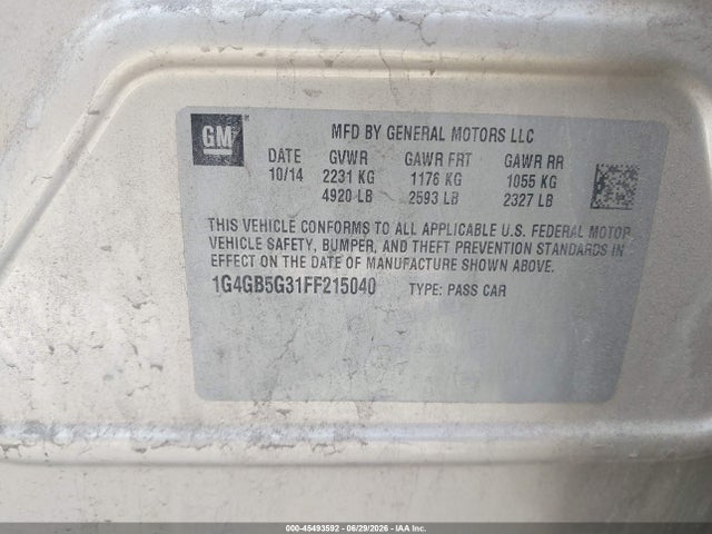 Buick Lacrosse Leather 2015 1G4GB5G31FF215040 Image 9