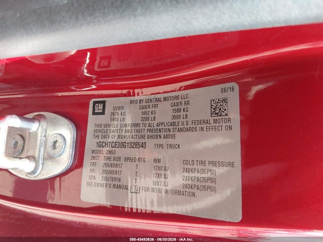 1GCHTCE30G1328540 Chevrolet Colorado 4wd Lt