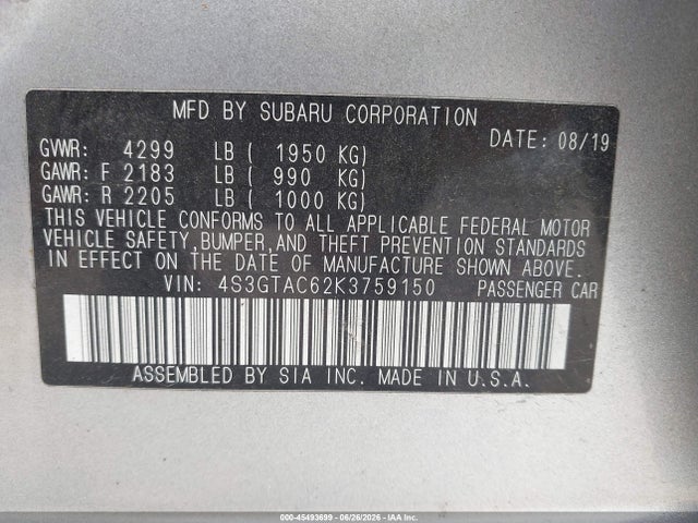 Subaru Impreza 2.0i Premium 2019 4S3GTAC62K3759150 Image 9