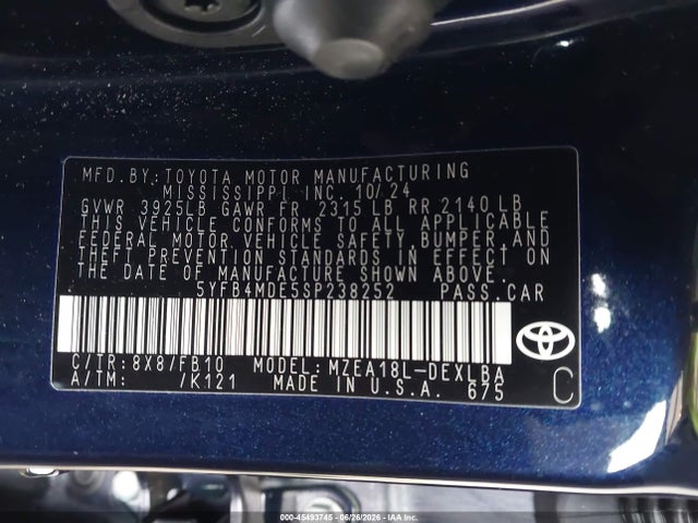 5YFB4MDE5SP238252 Toyota COROLLA LE