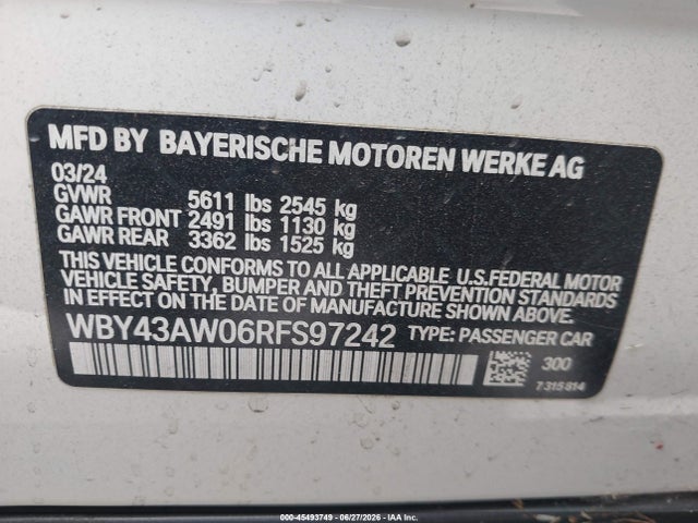 WBY43AW06RFS97242 BMW I4 Gran Coupe Edrive35