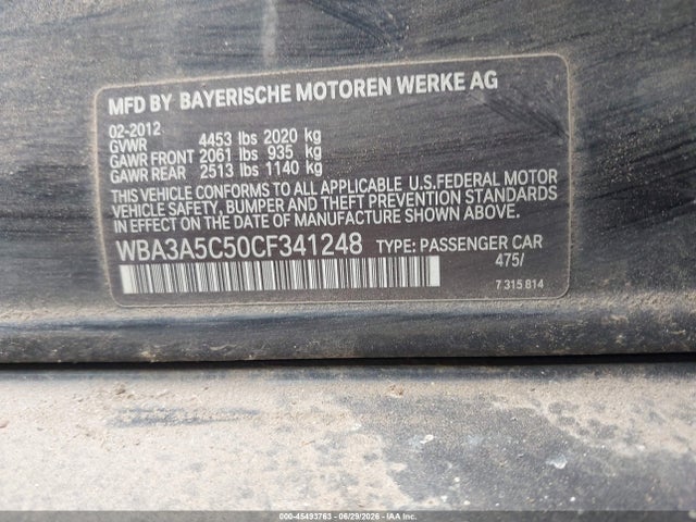Aukcja sprzedaży 2012 Bmw 328i, vin: WBA3A5C50CF341248, numer aukcji: 45493763