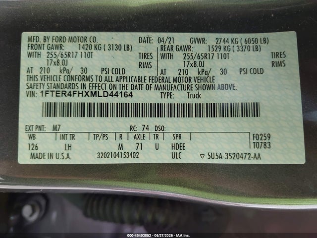 Ford Ranger Xlt 2021 1FTER4FHXMLD44164 Image 9