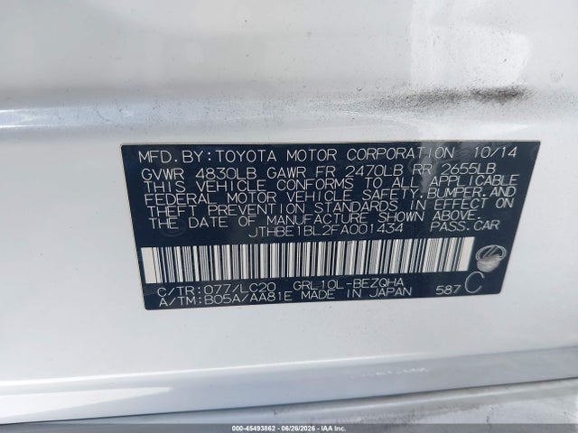 Lexus GS 350 2015 JTHBE1BL2FA001434 Image 9